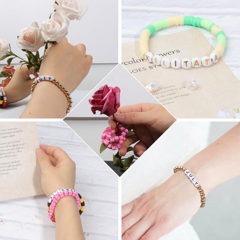 Xilitata Acrylic Letter Beads Alphabet Colorful Letters White Round Bead  4?7mm 1200pcs  for Friendship Bracelets and Gifts Souvenir Jewelry Making Kit - Image 5